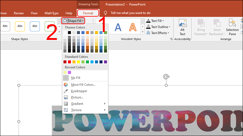 - Bước 2: Lồng gh&eacute;p h&igrave;nh v&agrave;o chữ trong PowerPoint
